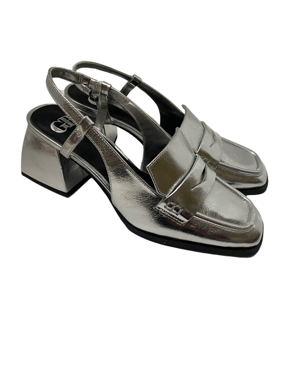 Gianni Bini Metallic Silver Slingback Mules Sz 8.5M
